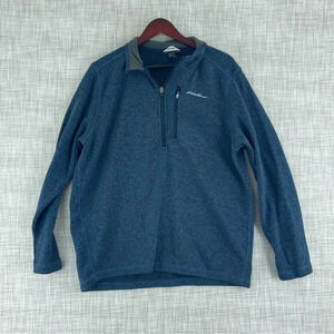 Eddie Bauer Mens Size XL 1/4 zip sweatshirt blue 3490